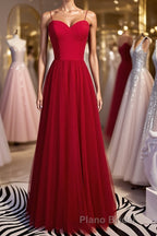 Sweetheart Neck Red Long Formal Prom Dresses, Red Long Formal Evening Dresses