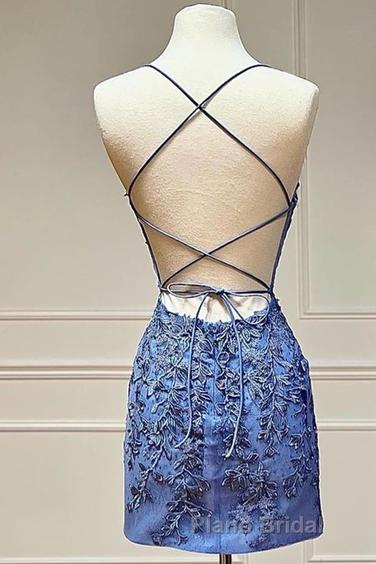Sweetheart Neck Short Blue Lace Formal Prom Dresses, Short Blue Lace Formal Homecoming Dresses