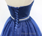 Sweetheart Neck Short Blue Formal Prom Dresses, Short Blue Formal Homecoming Graduation Dresses