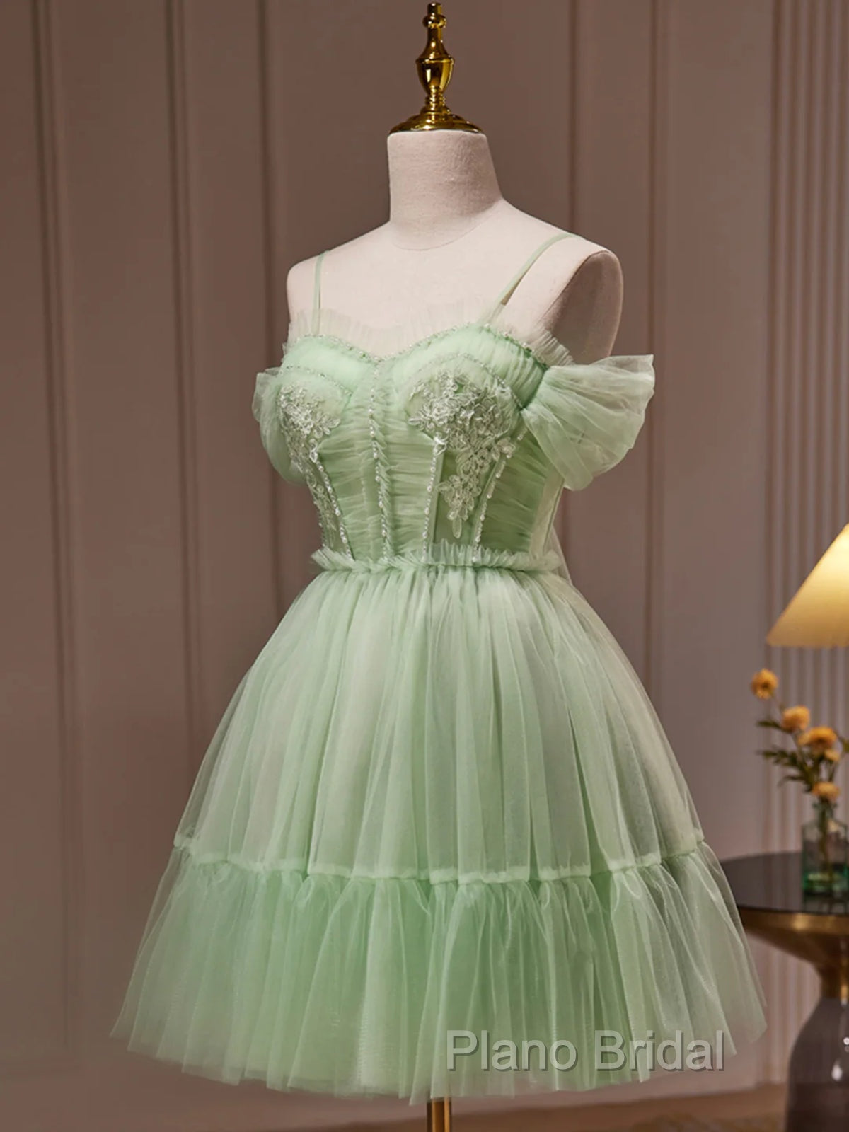Sweetheart Neck Short Green Formal Prom Dresses, Short Green Graduation Homecoming Dresses