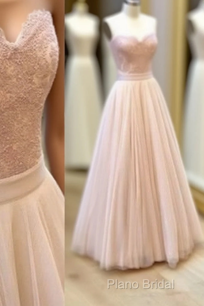 Sweetheart Neck Tulle Lace Long Formal Prom Dresses, Lace Formal Dresses