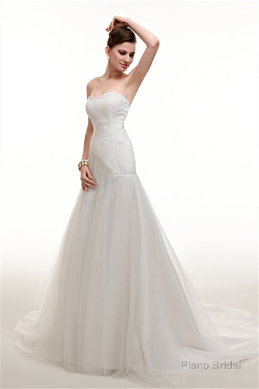 Sweetheart Off The Shoulder Pleated Mermaid Simple Wedding Dresses Secondary image