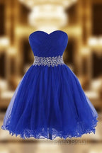Sweetheart Royal Blue Homecoming Dresses Short Formal Prom Dresses With Beading