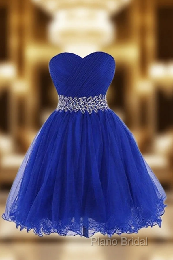 Sweetheart Royal Blue Homecoming Dresses Short Formal Prom Dresses With Beading