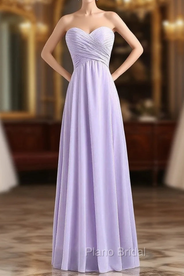 Sweetheart Sleeveless Chiffon Long Bridesmaid Dresses