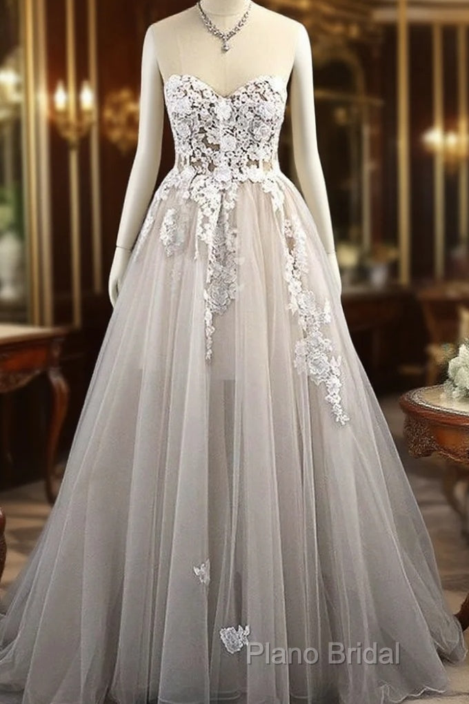 Sweetheart Sleeveless Sweep/Brush Train A-Line Wedding Dresses