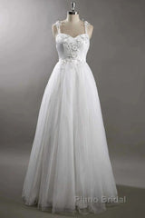 Sweetheart Strap Flower A-Line Wedding Dresses