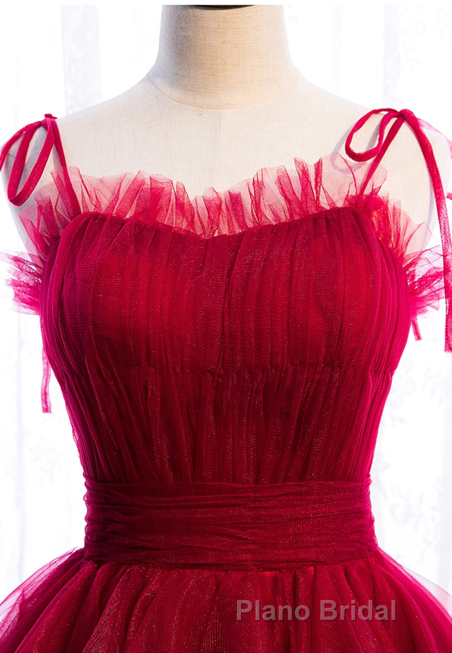 A-Line Long Spaghetti Strap Formal Prom Dresses, Cute Layers Tulle Evening Dresses Secondary image