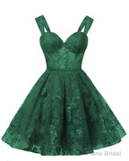 Teens Sparkly Tulle Emerald Green Homecoming Dresses Spaghetti Straps Short Cocktail Party Prom Dress