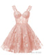 Teens Sparkly Tulle Peach Pink Homecoming Dresses Spaghetti Straps Short Cocktail Party Prom Dress