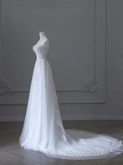 Timeless A Line Sweetheart Lace Tulle White Wedding Dresses Brides Dresses