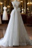 Timeless A Line V Neckline Sequin Sleeveless White Wedding Dresses Brides Dresses