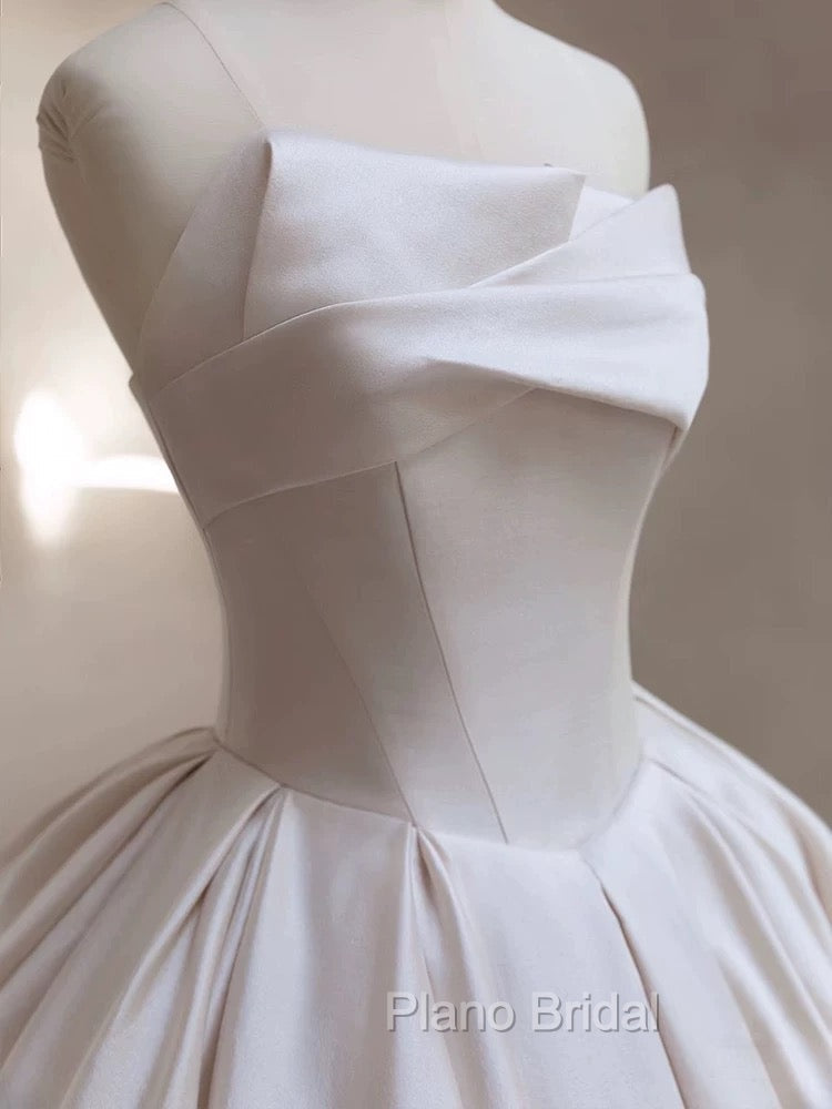 Timeless Ball Gown Strapless Satin White Wedding Dresses Brides Dresses