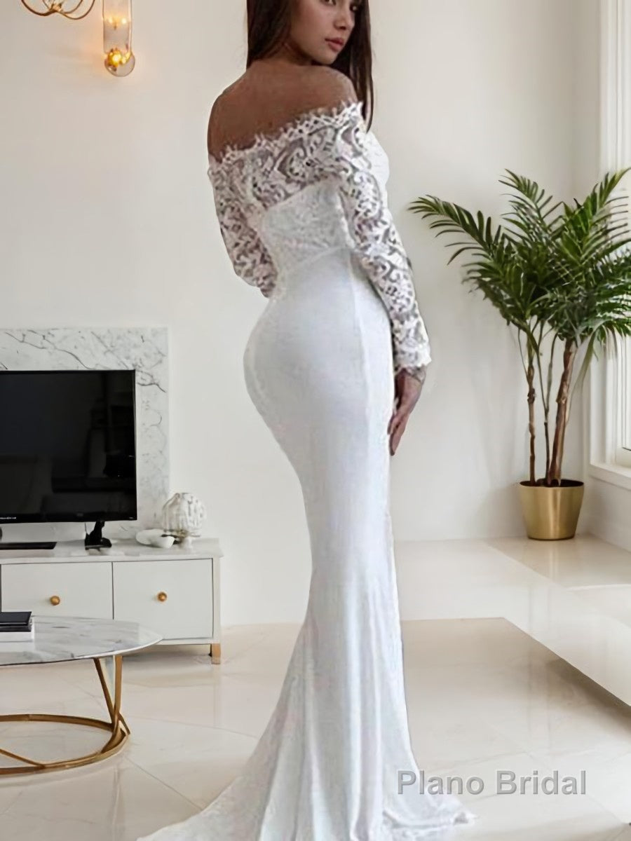 Trumpet/Mermaid Off-the-Shoulder Court Train Chiffon Wedding Dresses Secondary image