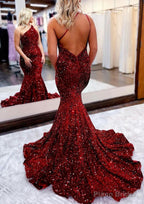 Trumpet/Mermaid One-Shoulder Sleeveless Long/Floor-Length Velvet Sequins Prom Dresses