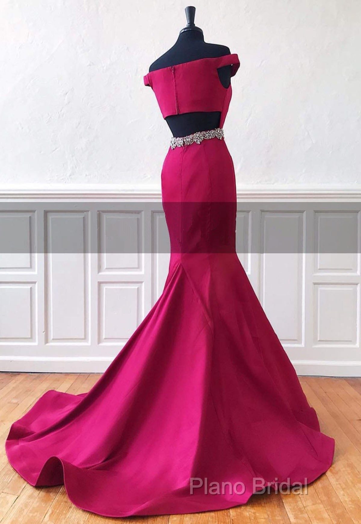 Trumpet/Mermaid Sweep Train Satin Formal Prom Dresses Secondary image