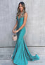 Trumpet/Mermaid V Neck Sleeveless Sweep Train Jersey Prom Dresses