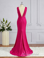 Trumpet/Mermaid V-neck Sweep Train Jersey Bridesmaid Dresses