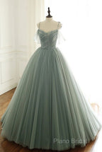Tulle Ball Gown Long Formal Prom Dresses With Beading,Formal Dresses,Charming Dance Dresses