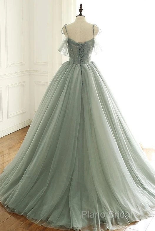Tulle Ball Gown Long Formal Prom Dresses With Beading,Formal Dresses,Charming Dance Dresses