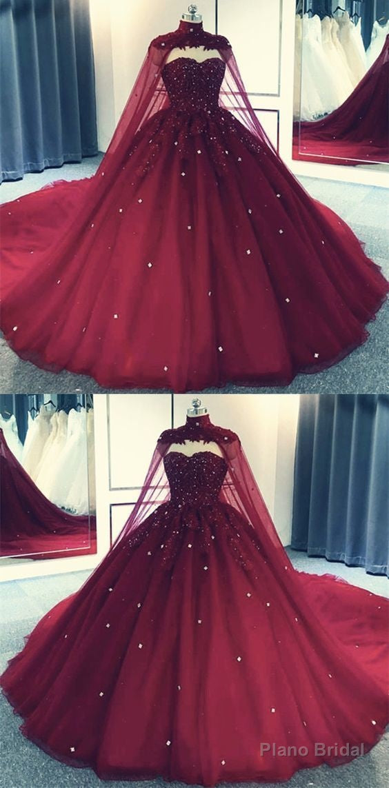 Tulle Ball Gown Prom Dress With Cape