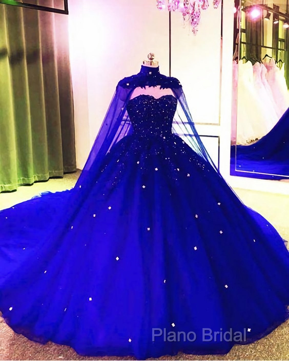 Tulle Ball Gown Wedding Dresses, With Cape Formal Prom Dresses, Formal Dresses