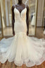 Tulle Floral Lace Trumpet Long Wedding Dresses