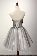 Tulle Gray Short Formal Prom Dresses Homecoming Dresses Coktail Dresses