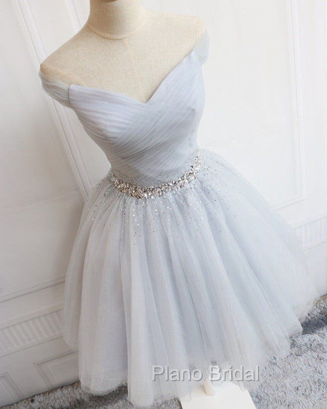 Tulle Homecoming Dresses Off The Shoulder Beaded Sashes