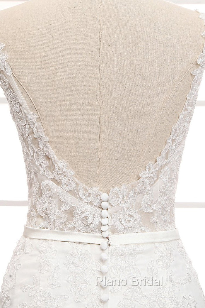 Tulle & Organza Bateau Mermaid Wedding Dresses With Lace Appliques & Belt