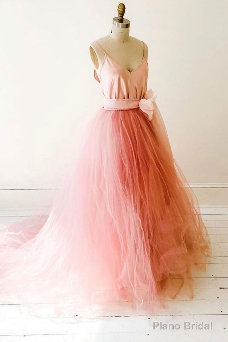 Tulle Princess Long Prom Dress,Formal Dresses A-line V-neck Formal Gown Main image