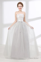 Tulle & Satin Strapless Neckline A-line Bridesmaid Dresses With Bowknot
