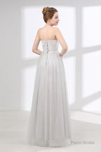 Tulle & Satin Strapless Neckline A-line Bridesmaid Dresses With Bowknot