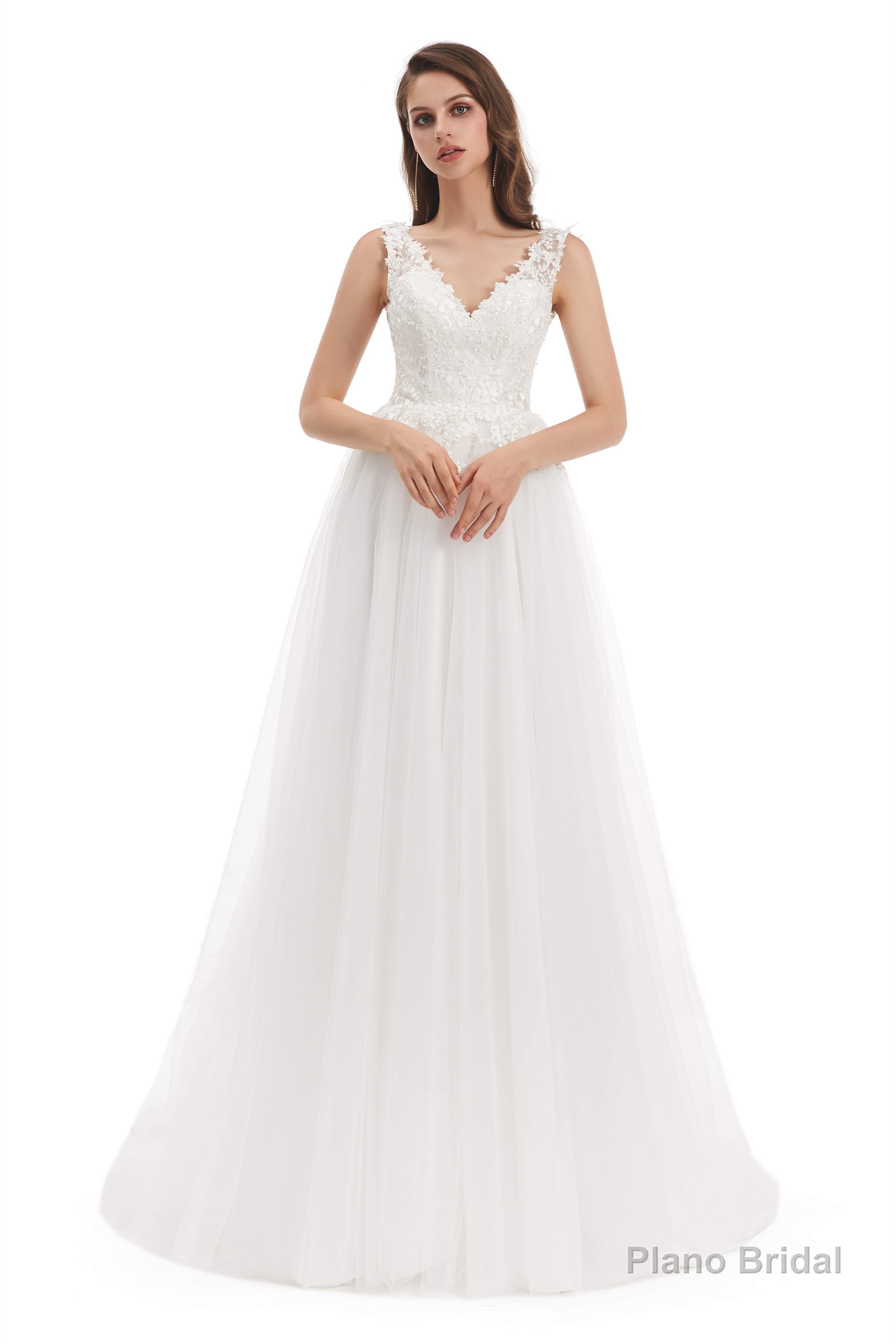 Tulle V-neck Appliques Wedding Dresses Secondary image