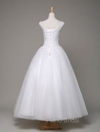 Tulle Wedding Dresses Sweatheart Beading Ball Gown Floor Length Bridal Dresses