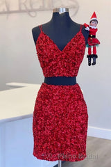 Two Piece Blue Sequins Tight Homecoming Dresses,Sparkly Cocktail Party Dresses