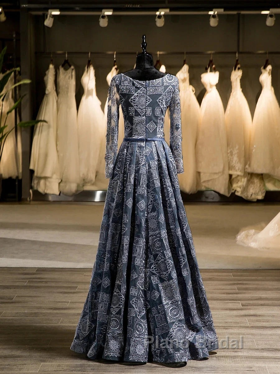 Unique A-Line/Princess Scoop Long Sleeves Applique With Beading Floor-Length Wedding Dresses Secondary image