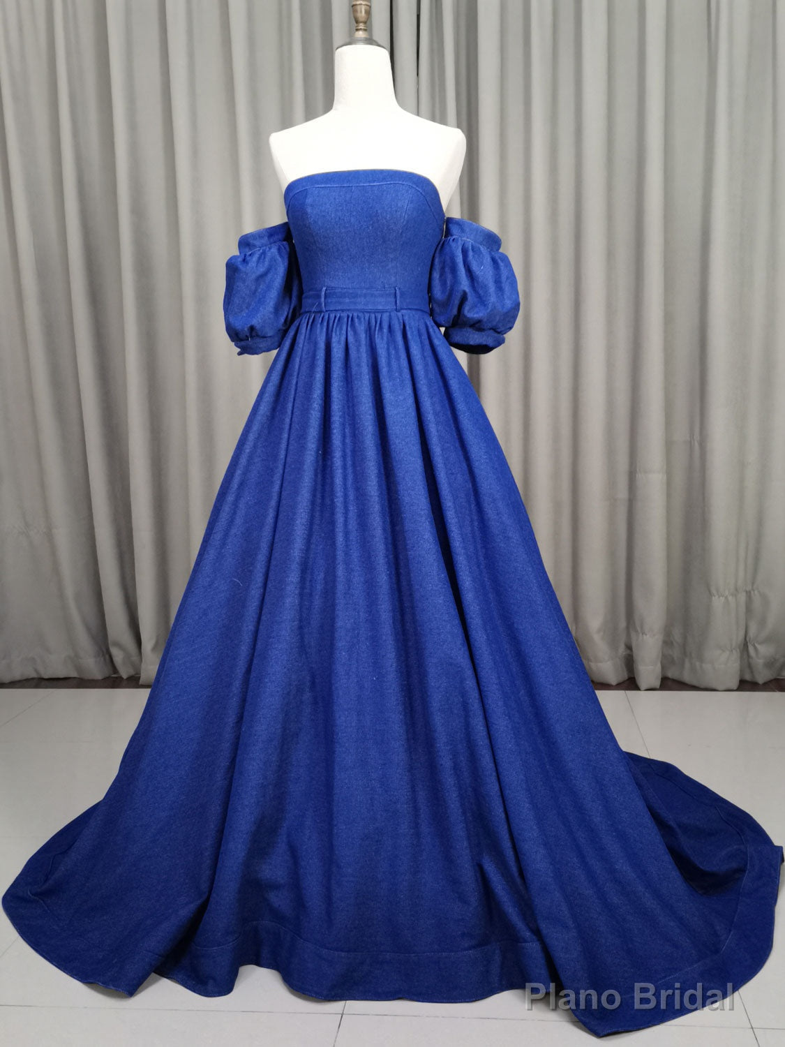 Unique Aline Blue Long Prom Dresses, Blue Long Formal Graduation Dresses Main image