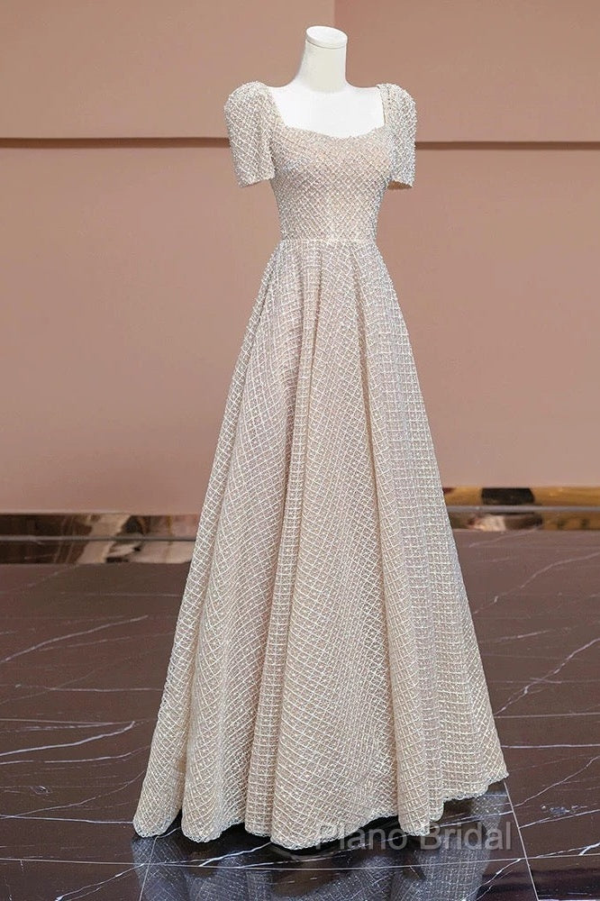 Unique Ball Gown Strapless Short Sleeves Long Wedding Dresses Secondary image