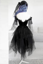 Unique Black Off The Shoulder Layered Tulle Homecoming Dresses,Beautiful Formal Prom Dresses