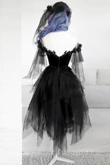 Unique Black Off The Shoulder Layered Tulle Homecoming Dresses,Beautiful Formal Prom Dresses