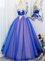 Unique Blue and Pink Formal Gown with Lace, Sweetheart Blue Floor Length Prom Dress