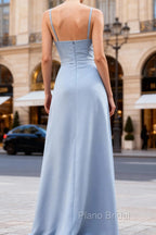 Unique Blue Chiffon Long Bridesmaid Dresses