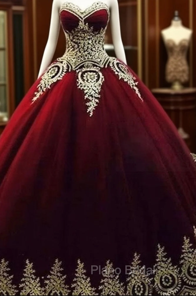 Unique Burgundy Lace Long Formal Prom Gown, Bugrundy Evening Dresses Main image