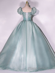 Unique green tulle long Formal Prom gown, green tulle sweet 16 dress
