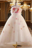 Unique High Low Flower Pink Tulle Sweetheart Formal Prom Dresses