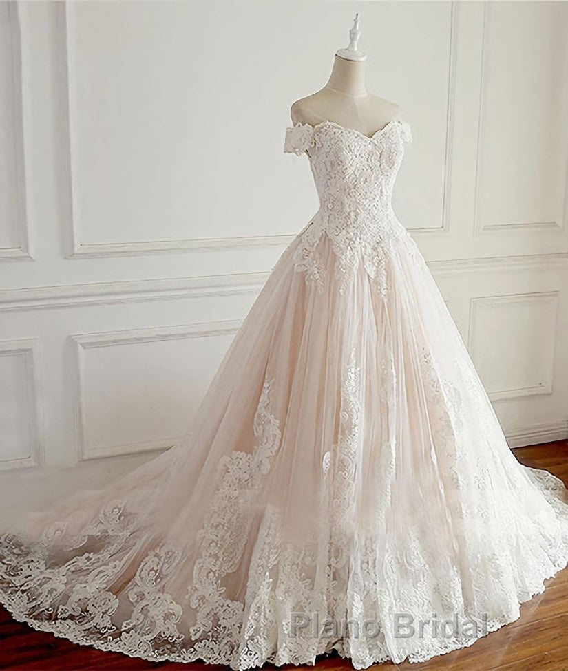 Unique lace tulle long wedding dress, lace long bridal dress Secondary image