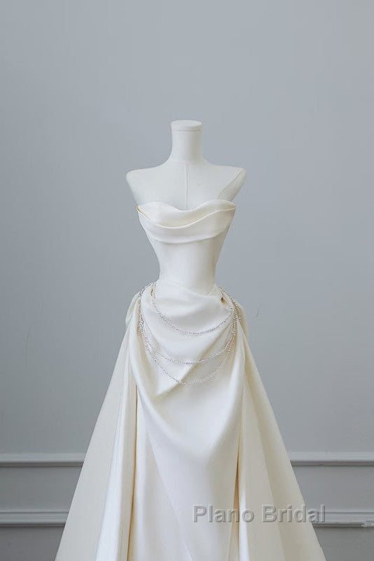 Unique Mermaid Strapless Long Wedding Dresses With Short Sleeves Brides Dresses