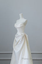 Unique Mermaid Strapless Long Wedding Dresses With Short Sleeves Brides Dresses