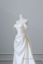 Unique Mermaid Strapless Long Wedding Dresses With Short Sleeves Brides Dresses